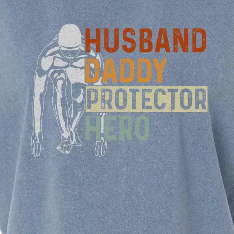 Husband Daddy Protector Hero Father Swimming Dad Grandpa Cute Gift Garment-Dyed Women's Muscle Tee