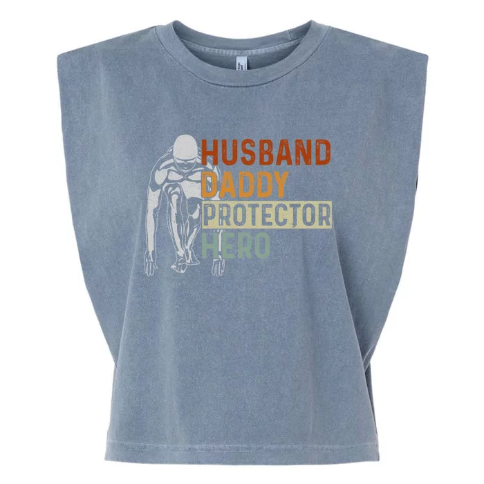 Husband Daddy Protector Hero Father Swimming Dad Grandpa Cute Gift Garment-Dyed Women's Muscle Tee