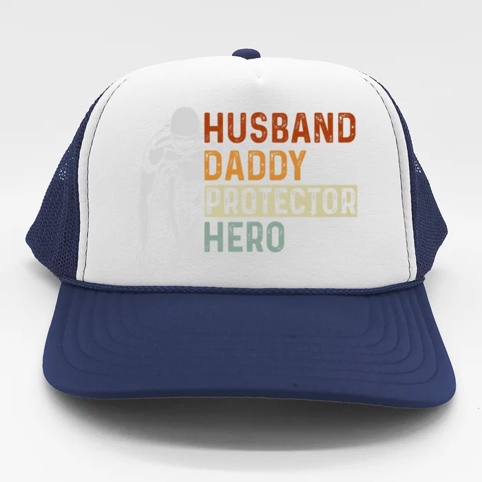 Husband Daddy Protector Hero Father Swimming Dad Grandpa Cute Gift Trucker Hat