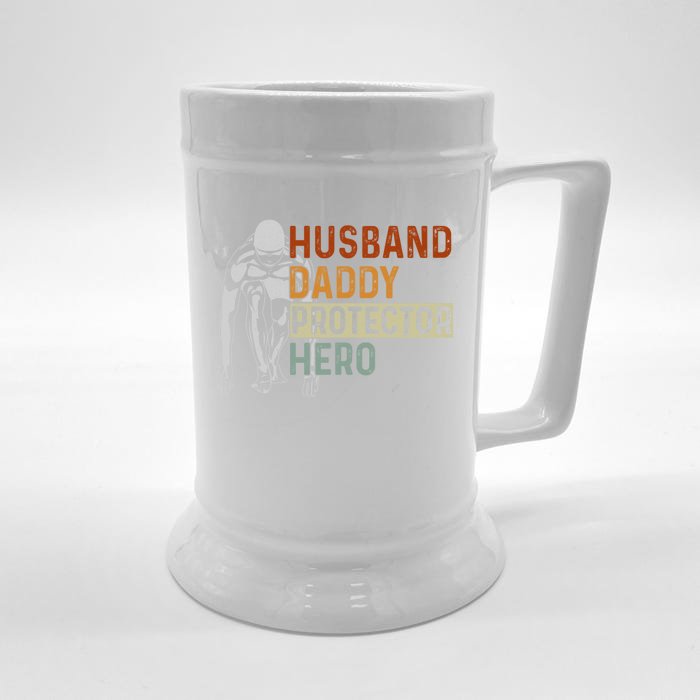 Husband Daddy Protector Hero Father Swimming Dad Grandpa Cute Gift Front & Back Beer Stein