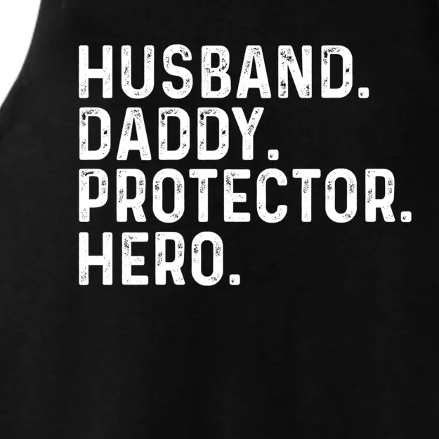 Husband Daddy Protector Hero Dad Stepgiftdad Cool Fathers Day Gift Ladies Tri-Blend Wicking Tank