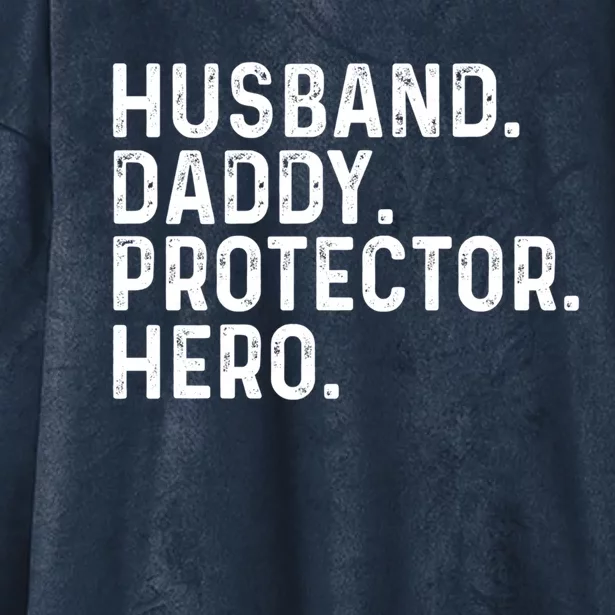 Husband Daddy Protector Hero Dad Stepgiftdad Cool Fathers Day Gift Hooded Wearable Blanket