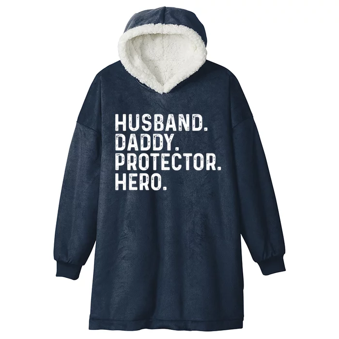 Husband Daddy Protector Hero Dad Stepgiftdad Cool Fathers Day Gift Hooded Wearable Blanket