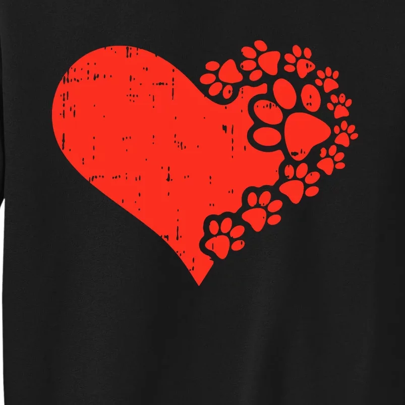 Heart Dog Paw Print Valentines Day Puppy Doggie Pet Lover Sweatshirt