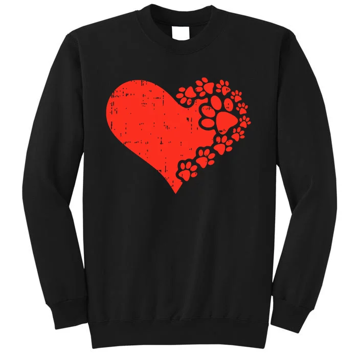 Heart Dog Paw Print Valentines Day Puppy Doggie Pet Lover Sweatshirt