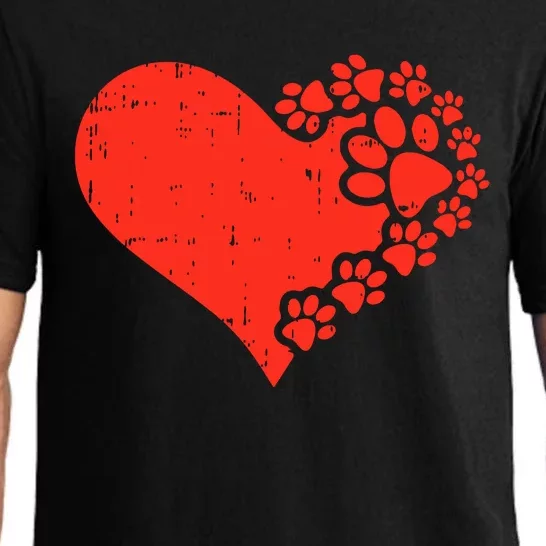 Heart Dog Paw Print Valentines Day Puppy Doggie Pet Lover Pajama Set