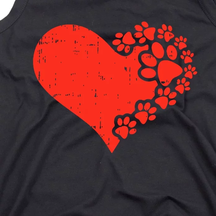 Heart Dog Paw Print Valentines Day Puppy Doggie Pet Lover Tank Top