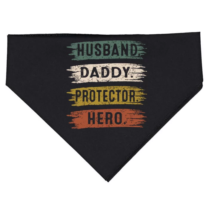 Husband Daddy Protector Hero, Father's Day USA-Made Doggie Bandana