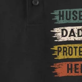 Husband Daddy Protector Hero, Father's Day Dry Zone Grid Performance Polo