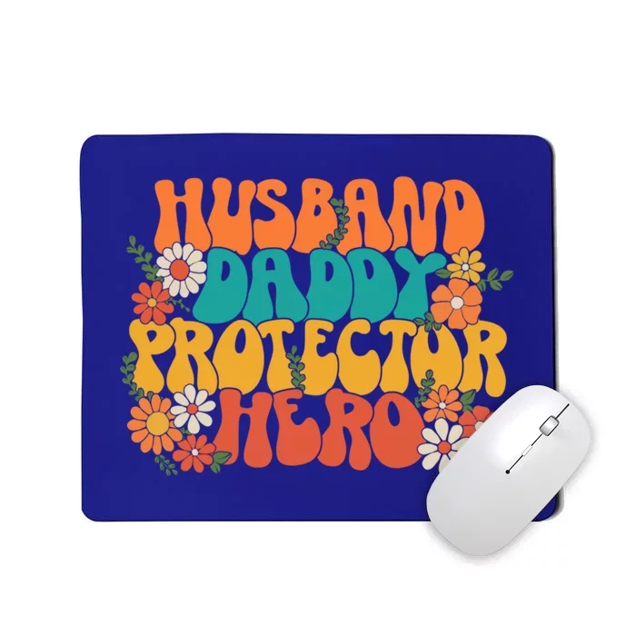 Husband Daddy Protector Hero Retro Groovy Fathers Day Hippie Cute Gift Mousepad