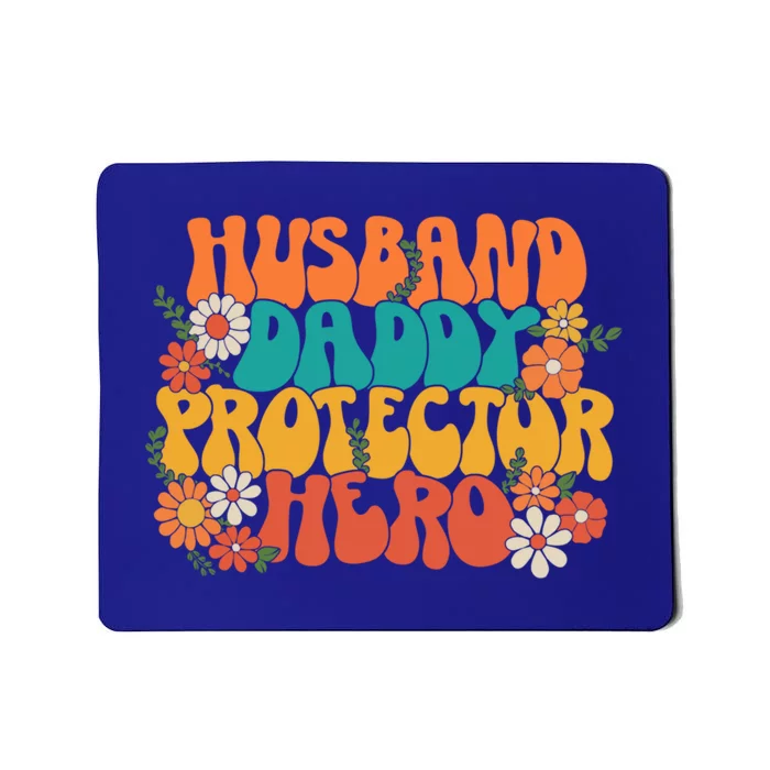 Husband Daddy Protector Hero Retro Groovy Fathers Day Hippie Cute Gift Mousepad