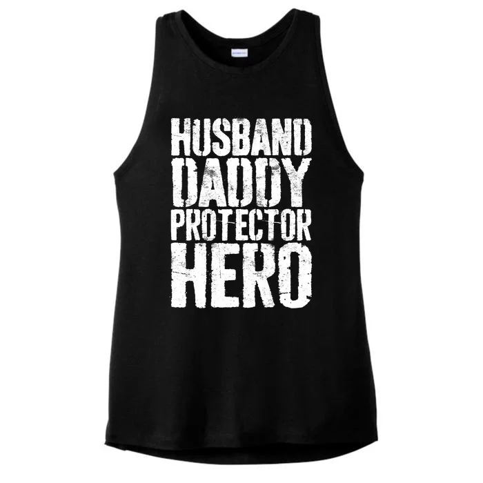 Husband Daddy Protector Hero Father's Day Ladies Tri-Blend Wicking Tank