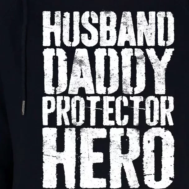 Husband Daddy Protector Hero Father's Day Womens Funnel Neck Pullover Hood