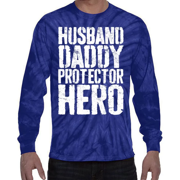 Husband Daddy Protector Hero Father's Day Tie-Dye Long Sleeve Shirt