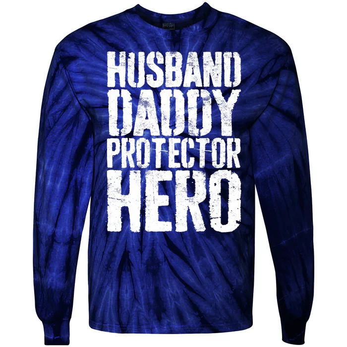 Husband Daddy Protector Hero Father's Day Tie-Dye Long Sleeve Shirt