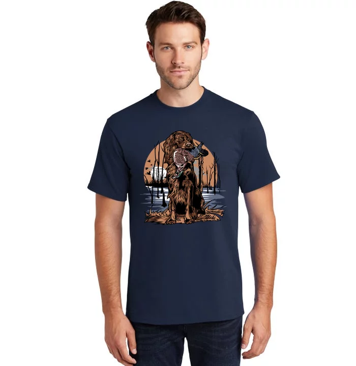 Hunting Dog Retrieving Duck Swamp Scene Tall T-Shirt