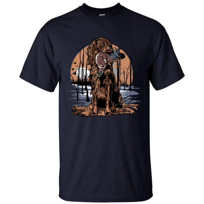 Hunting Dog Retrieving Duck Swamp Scene Tall T-Shirt