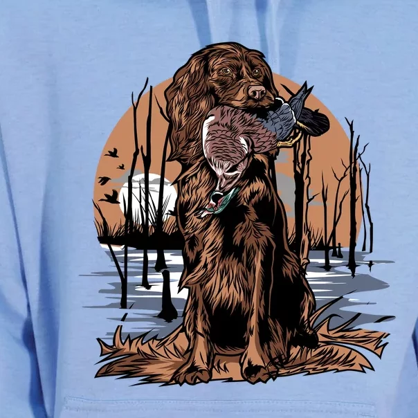 Hunting Dog Retrieving Duck Swamp Scene Unisex Surf Hoodie