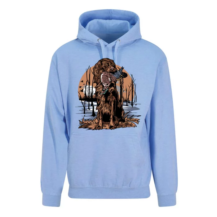 Hunting Dog Retrieving Duck Swamp Scene Unisex Surf Hoodie