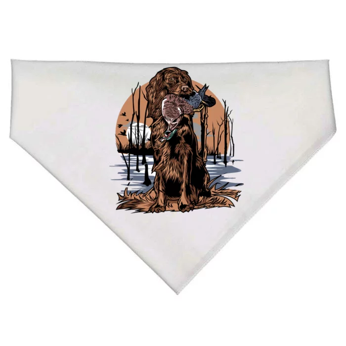 Hunting Dog Retrieving Duck Swamp Scene USA-Made Doggie Bandana