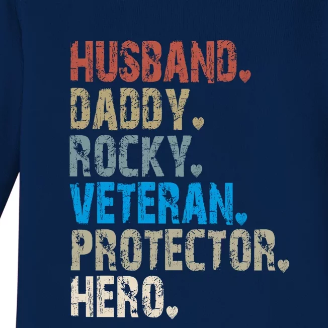 Husband Daddy Rocky Veteran Protector Hero Cute Gift Baby Long Sleeve Bodysuit