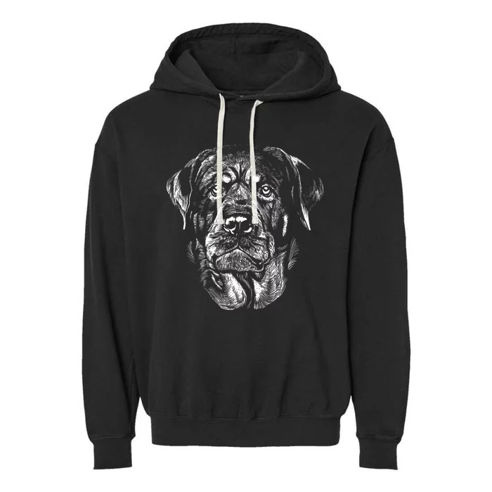 Hand Drawn Rottweiler Dog Garment-Dyed Fleece Hoodie