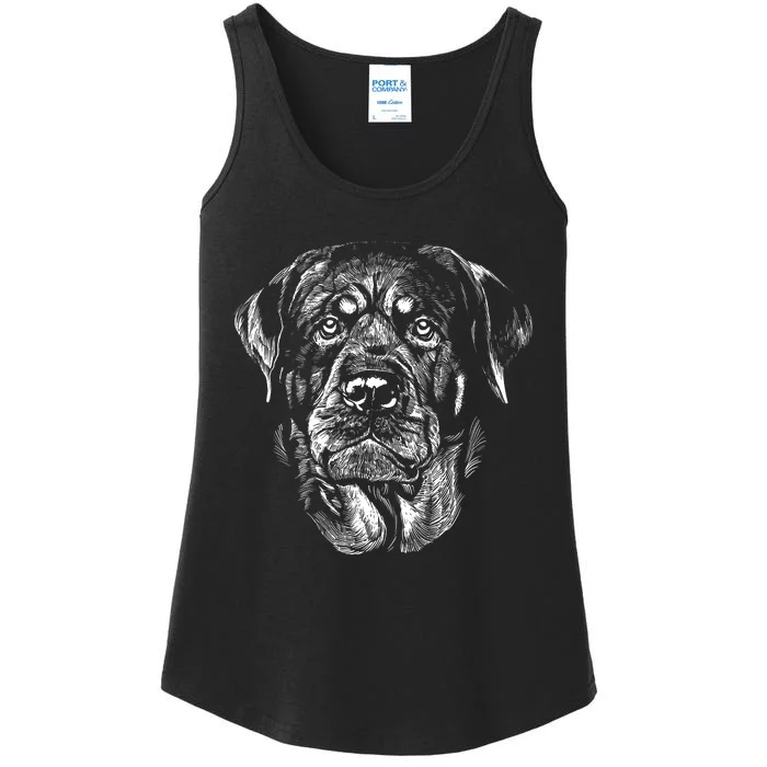 Hand Drawn Rottweiler Dog Ladies Essential Tank