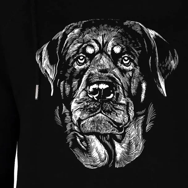 Hand Drawn Rottweiler Dog Womens Funnel Neck Pullover Hood