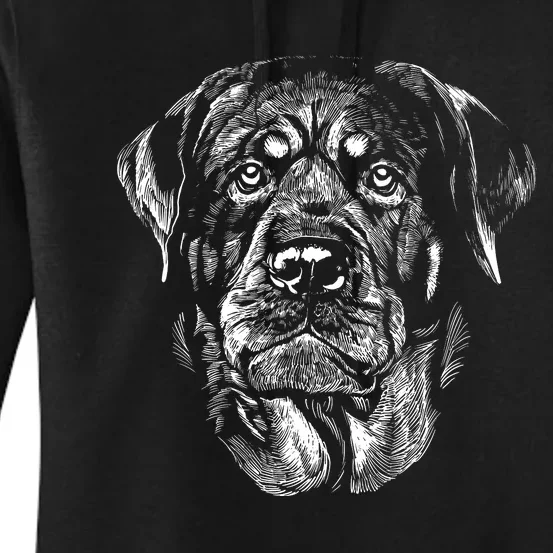 Hand Drawn Rottweiler Dog Women's Pullover Hoodie