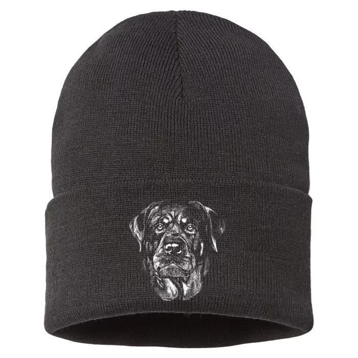 Hand Drawn Rottweiler Dog Sustainable Knit Beanie