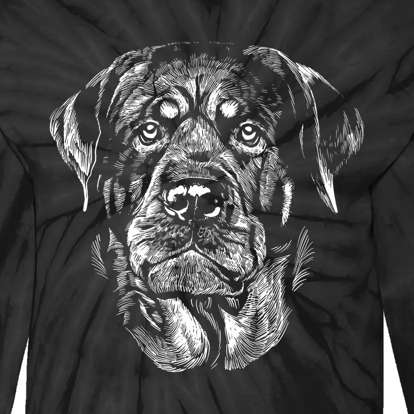 Hand Drawn Rottweiler Dog Tie-Dye Long Sleeve Shirt