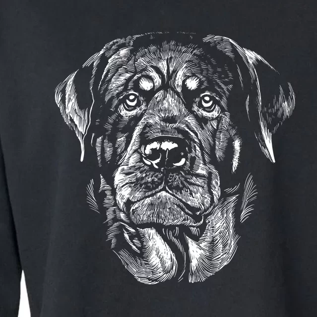 Hand Drawn Rottweiler Dog Cropped Pullover Crew