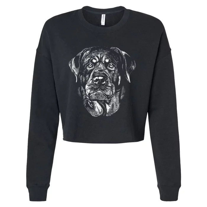 Hand Drawn Rottweiler Dog Cropped Pullover Crew