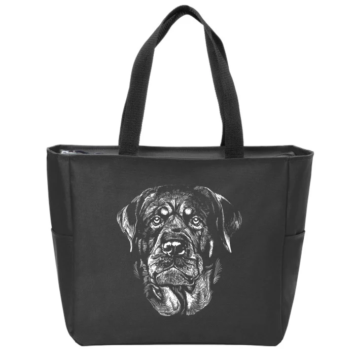 Hand Drawn Rottweiler Dog Zip Tote Bag