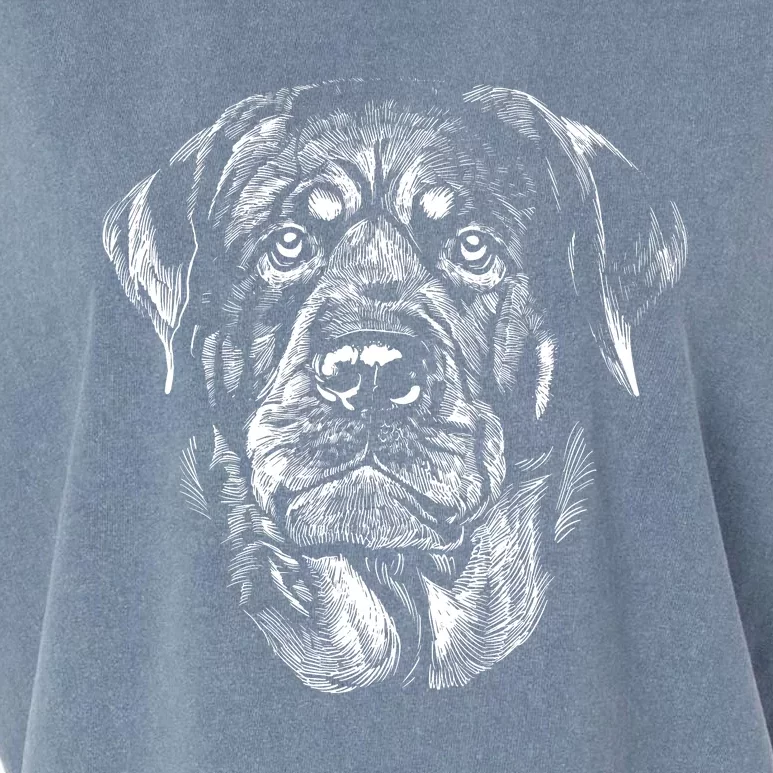 Hand Drawn Rottweiler Dog Garment-Dyed Women's Muscle Tee