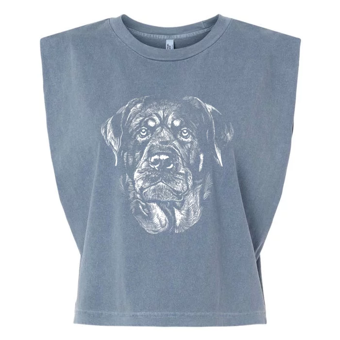 Hand Drawn Rottweiler Dog Garment-Dyed Women's Muscle Tee