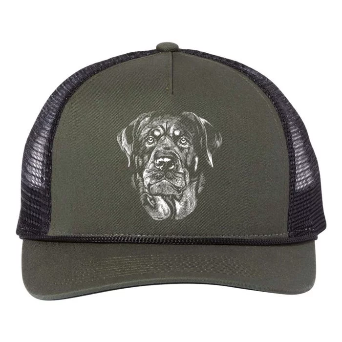 Hand Drawn Rottweiler Dog Retro Rope Trucker Hat Cap