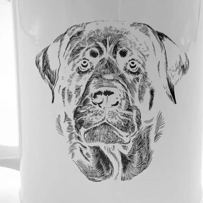 Hand Drawn Rottweiler Dog Front & Back Beer Stein