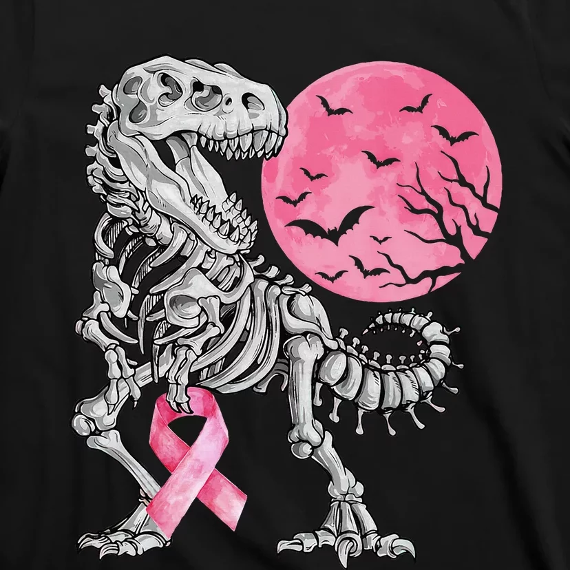 Halloween Dinosaur Ribbon Breast Cancer Awareness T-Shirt