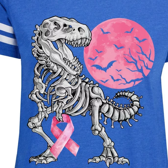 Halloween Dinosaur Ribbon Breast Cancer Awareness Enza Ladies Jersey Football T-Shirt