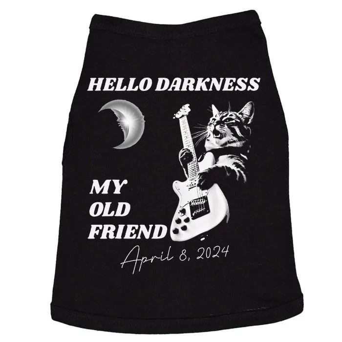 Hello Darkness Rock Cat Playing Guitar Solar Eclipse Doggie Tank