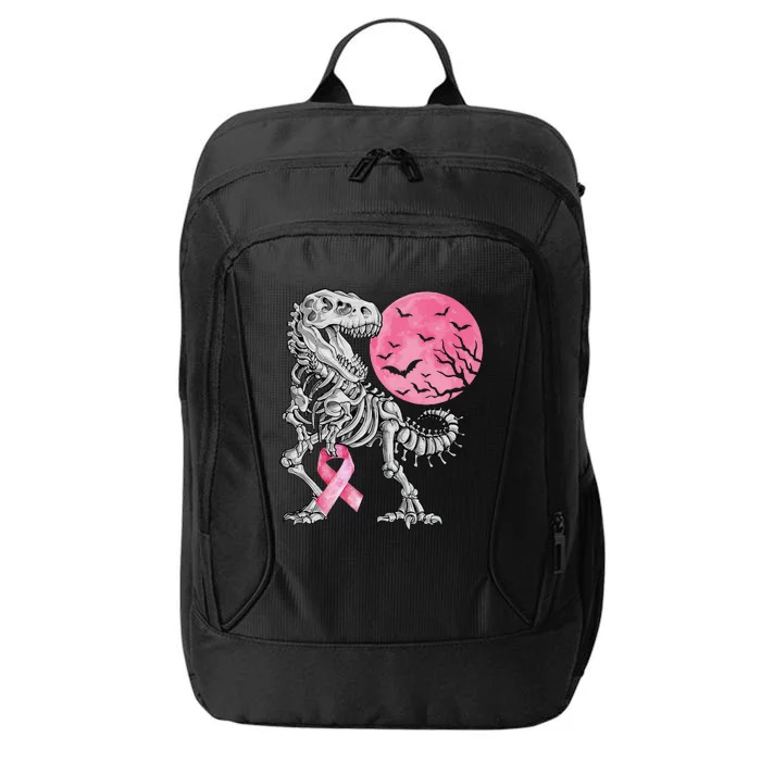 Halloween Dinosaur Ribbon Breast Cancer Awareness City Backpack