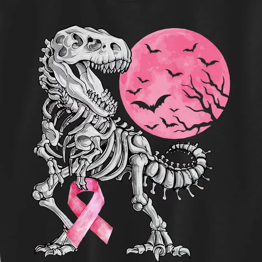 Halloween Dinosaur Ribbon Breast Cancer Awareness Kids Sweatshirt