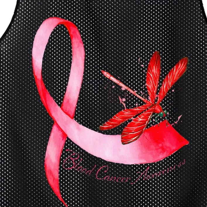 Hippie Dragonfly Red Ribbon Blood Cancer Awareness Mesh Reversible Basketball Jersey Tank