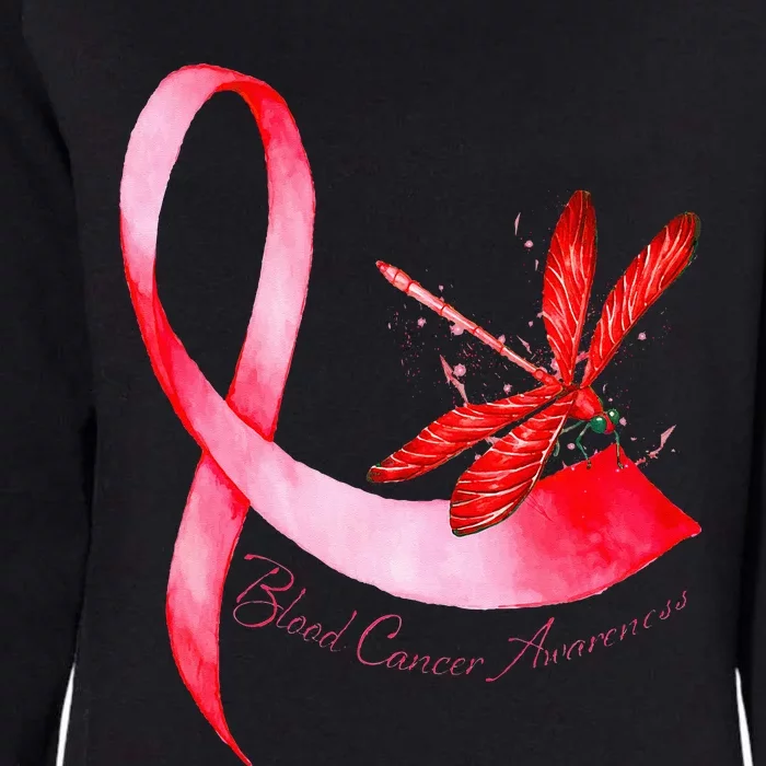 Hippie Dragonfly Red Ribbon Blood Cancer Awareness Womens California Wash Sweatshirt