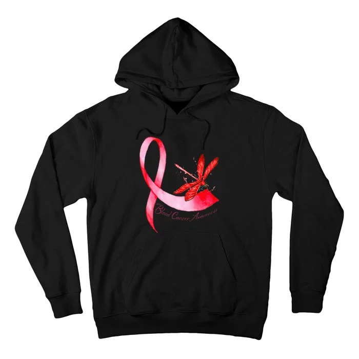 Hippie Dragonfly Red Ribbon Blood Cancer Awareness Tall Hoodie