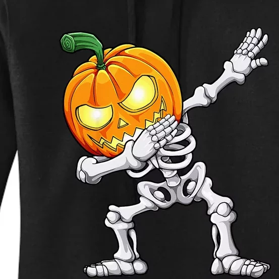 Halloween Dabbing Skeleton Scary Pumpkin Jack O Lantern Women's Pullover Hoodie