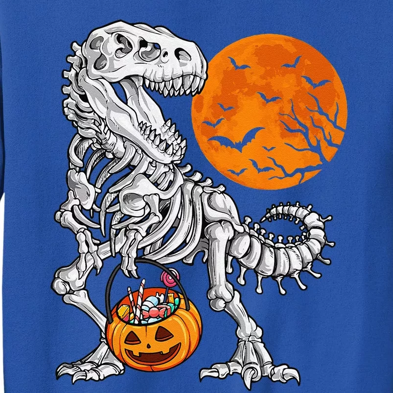 Halloween Dinosaur Skeleton T Rex Scary Pumpkin Moon Tall Sweatshirt