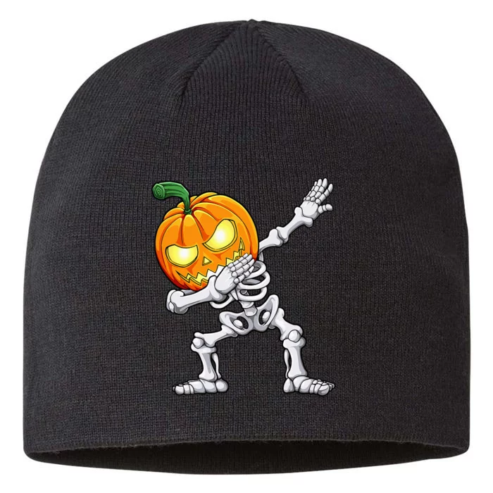 Halloween Dabbing Skeleton Scary Pumpkin Jack O Lantern 8 1/2in Sustainable Knit Beanie