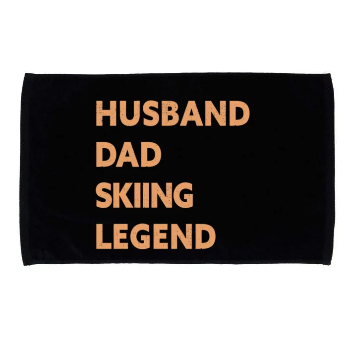 Husband Dad Skiing Legend Funny Skier Gift Microfiber Hand Towel